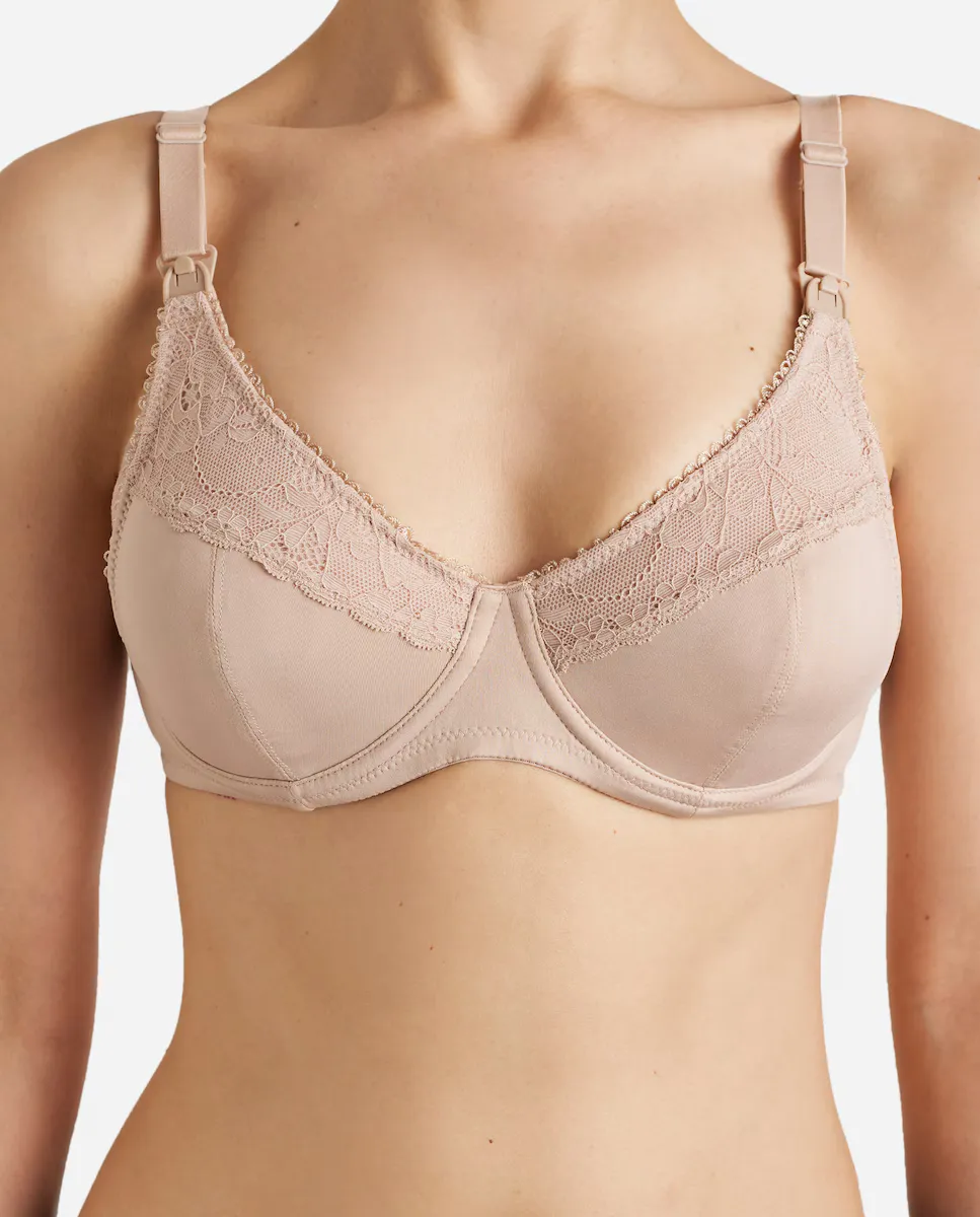 Бюстгальтер для кормления с косточками и кружевной отделкой Promise, бежевый 
Бюстгальтер для кормления с косточками и кружевной отделкой Promise, бежевый