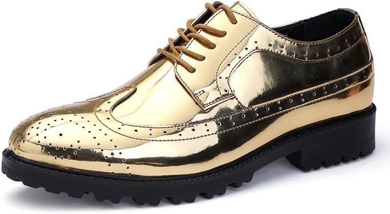 Мужские блестящие туфли Santimon, броги с перфорацией, сверкающие для вечеринок, шнурованные оксфорды с металлическим эффектом, золотой
Мужские блестящие туфли Santimon, броги с перфорацией, сверкающие для вечеринок, шнурованные оксфорды с металлическим эффектом, золотой
