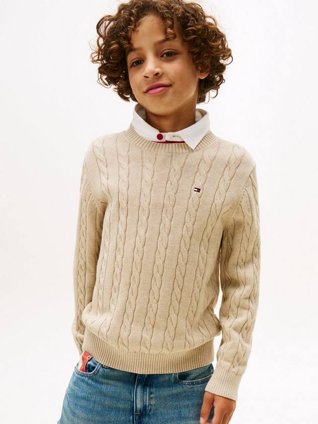 Детский джемпер из хлопка с косой вязкой Tommy Hilfiger, Malted Milk
Детский джемпер из хлопка с косой вязкой Tommy Hilfiger, Malted Milk