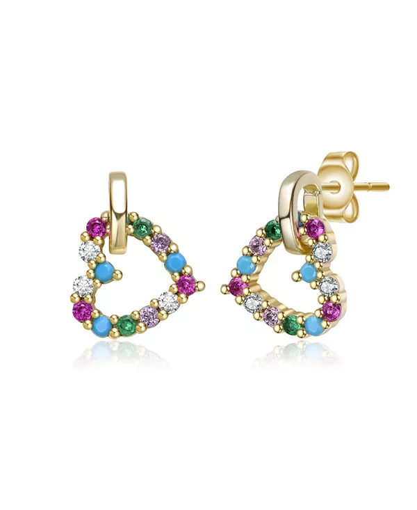 Детские серьги-подвески в форме сердца с покрытием из 14-каратного золота и разноцветными кубическими цирконами Gigigirl, multi-colored
Детские серьги-подвески в форме сердца с покрытием из 14-каратного золота и разноцветными кубическими цирконами Gigigirl, multi-colored