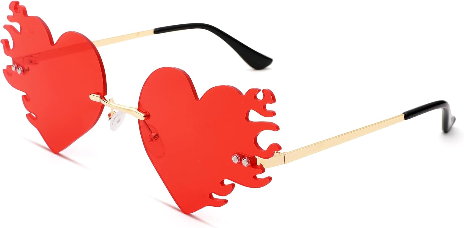 Солнцезащитные очки LIU·WEN в форме огненного сердца для женщин и мужчин, винтажные, без оправы, с рисунком пламени и любви, идеально подходят для рейв-вечеринок и Хэллоуина (океанско-красный)
Солнцезащитные очки LIU·WEN в форме огненного сердца для женщин и мужчин, винтажные, без оправы, с рисунком пламени и любви, идеально подходят для рейв-вечеринок и Хэллоуина (океанско-красный)