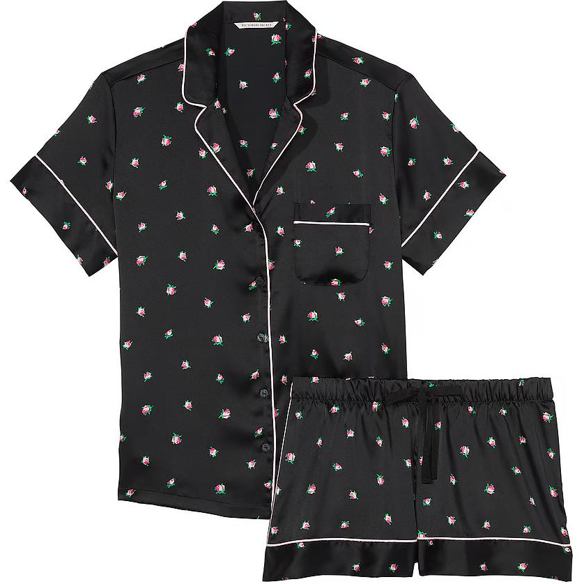 Victoria's Secret Сатиновый комплект пижамы с коротким рукавом / Black Rosebuds комплект пижамы женский Black Floral
Victoria's Secret Сатиновый комплект пижамы с коротким рукавом / Black Rosebuds комплект пижамы женский Black Floral