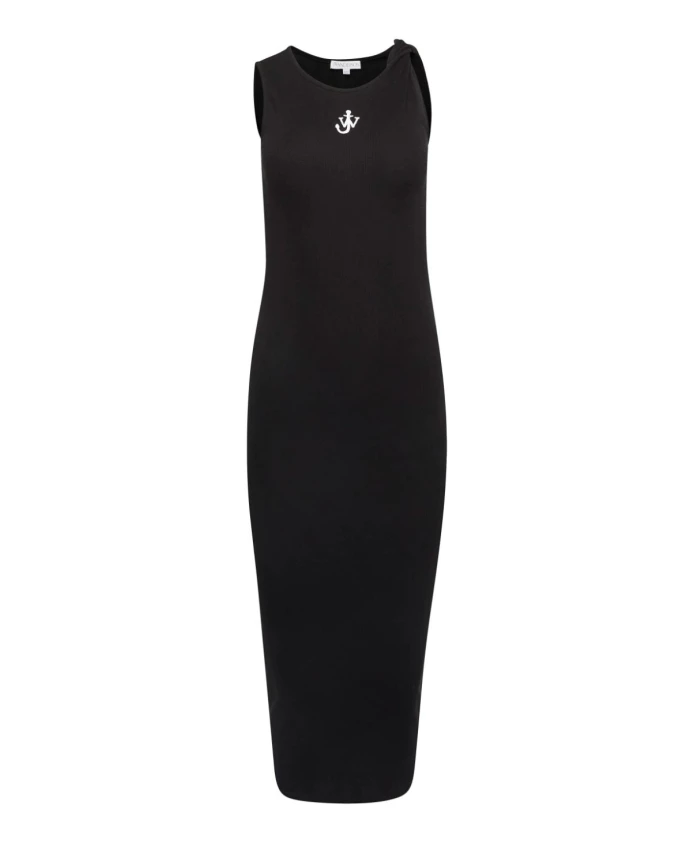 Платье без рукавов It с вышитым логотипом Jw Anderson, черный 
Платье без рукавов It с вышитым логотипом Jw Anderson, черный