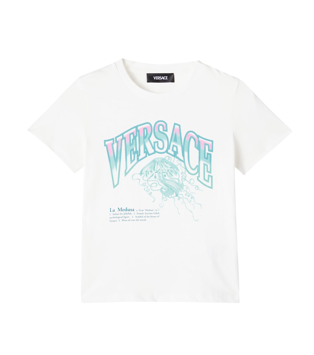Футболка La Medusa из хлопкового джерси Versace Kids, White+Multicolor
Футболка La Medusa из хлопкового джерси Versace Kids, White+Multicolor
