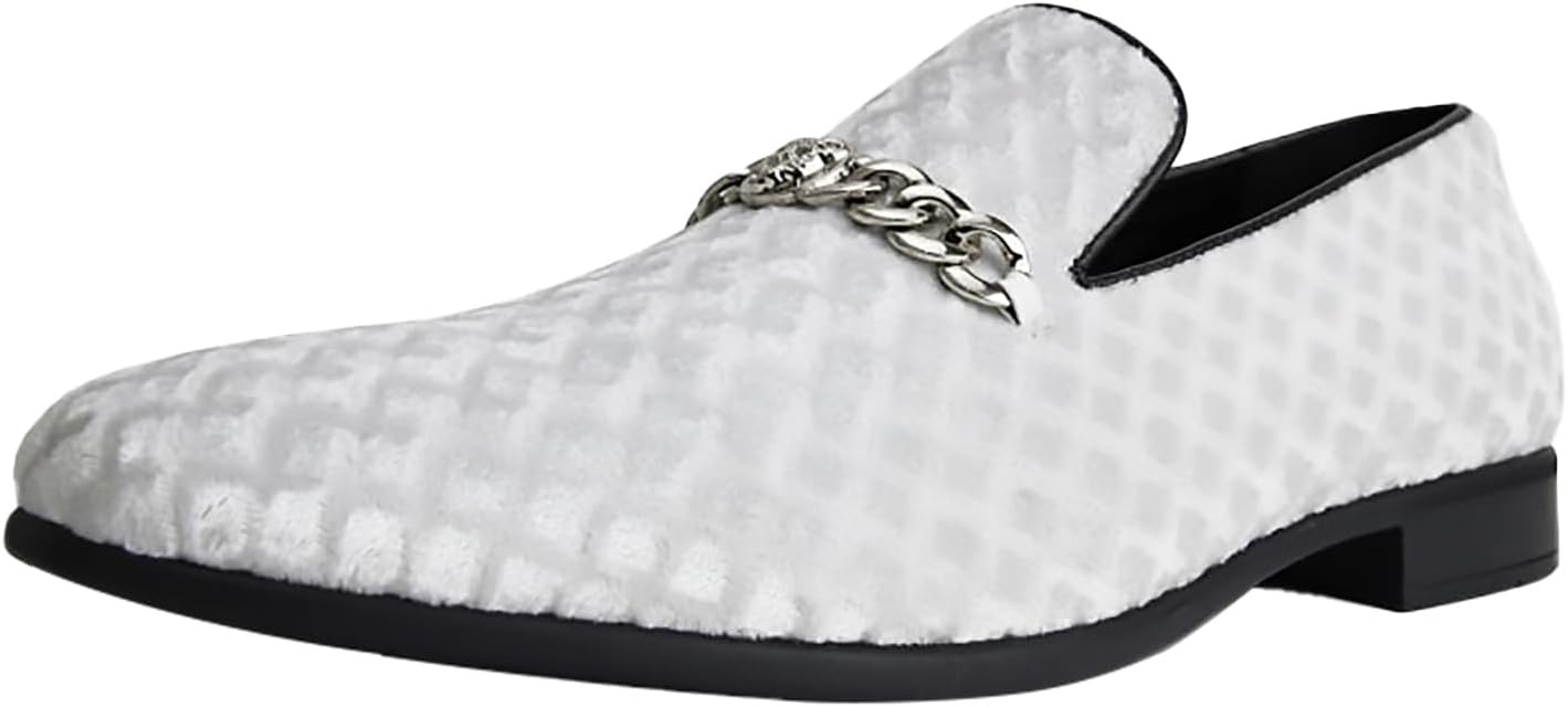 Мужские лоферы Amali Velvet Slip-On с львиным декором, официальные тапочки для смокинга, лоферы с металлической цепочкой, белый
Мужские лоферы Amali Velvet Slip-On с львиным декором, официальные тапочки для смокинга, лоферы с металлической цепочкой, белый