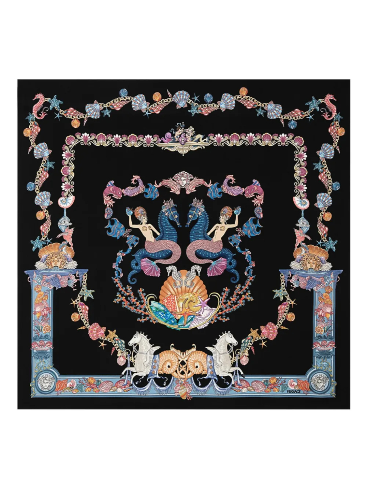 Шелковый шарф Versace Coral Theatre, черный
Шелковый шарф Versace Coral Theatre, черный