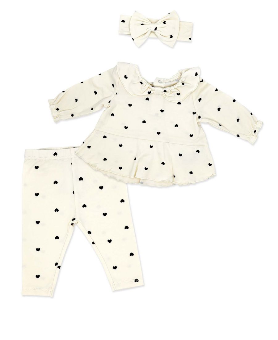 Комплект из 3 предметов для девочек: топ, леггинсы и повязка на голову с принтом в виде маленьких сердечек Baby Mode, Cream
Комплект из 3 предметов для девочек: топ, леггинсы и повязка на голову с принтом в виде маленьких сердечек Baby Mode, Cream