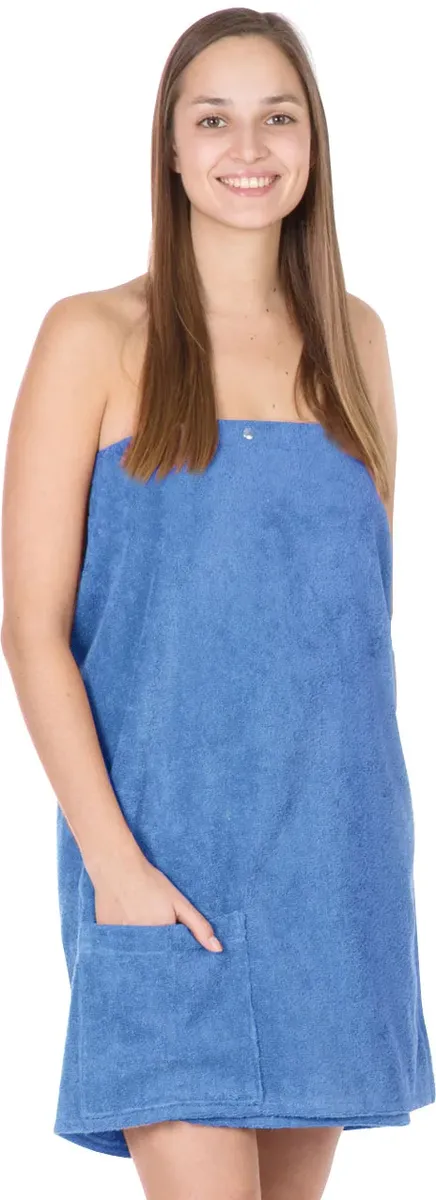 Framsohn махровый саронг "Saunakilt Ladies", производство Австрия, эластичный пояс и регулируемые кнопки Framsohn Frottier, лазурный 
Framsohn махровый саронг "Saunakilt Ladies", производство Австрия, эластичный пояс и регулируемые кнопки Framsohn Frottier, лазурный