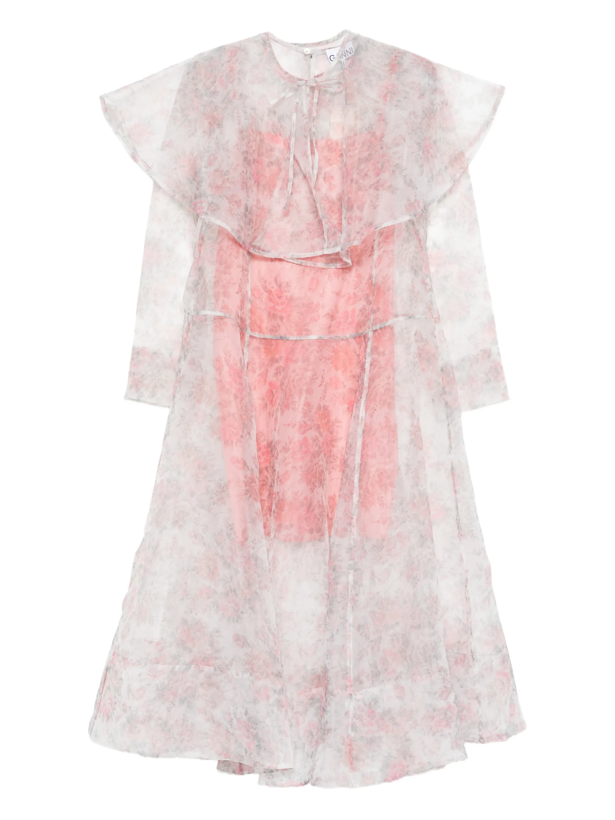 Платье миди с оборками в цветочек Ganni, белый
Платье миди с оборками в цветочек Ganni, белый