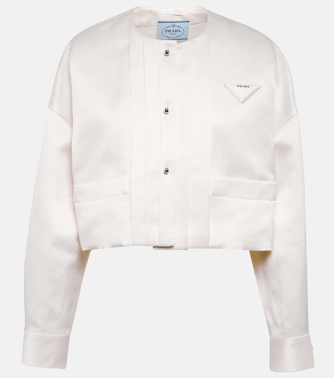 Укороченный шелковый жакет Prada, Bianco
Укороченный шелковый жакет Prada, Bianco