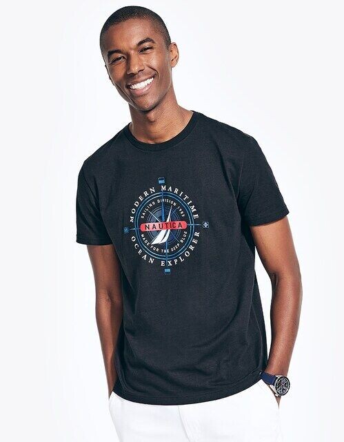 Мужская футболка с круглым вырезом и коротким рукавом Nautica, черный
Мужская футболка с круглым вырезом и коротким рукавом Nautica, черный