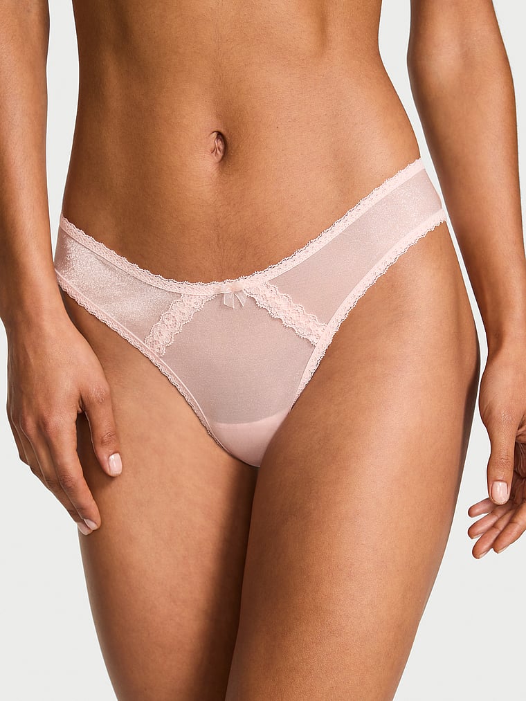Прозрачные бразильские трусики с кружевной отделкой Dream Angels, mesh purest pink
Прозрачные бразильские трусики с кружевной отделкой Dream Angels, mesh purest pink