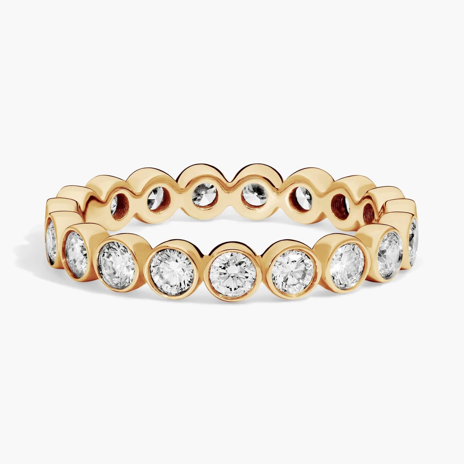 Кольцо «Вечность» с бриллиантами в оправе из 14-каратного желтого золота (1 карат, двойной). Blue Nile