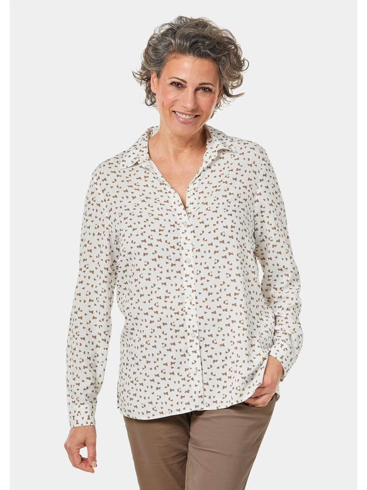 GOLDNER Укороченный размер: Рубашка-блузка с принтом и воротником-стойкой, бежевого цвета / с узором
GOLDNER Укороченный размер: Рубашка-блузка с принтом и воротником-стойкой, бежевого цвета / с узором