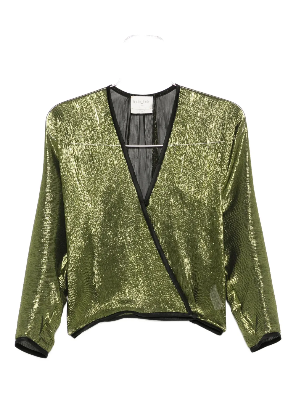 Топ с металлическим эффектом обертывания Forte Forte, зеленый
Топ с металлическим эффектом обертывания Forte Forte, зеленый