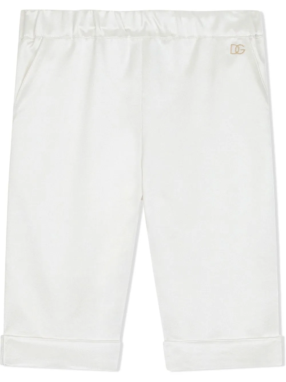 Шелковые брюки с логотипом DG Dolce & Gabbana Kids, белый
Шелковые брюки с логотипом DG Dolce & Gabbana Kids, белый