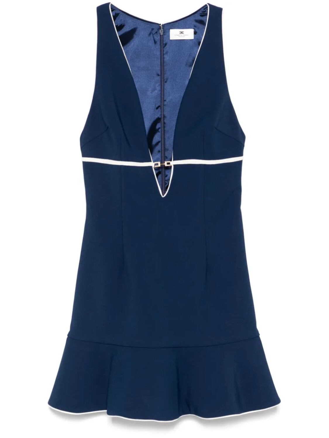 Платье мини из крепа Elisabetta Franchi с конским орнаментом, синий 
Платье мини из крепа Elisabetta Franchi с конским орнаментом, синий