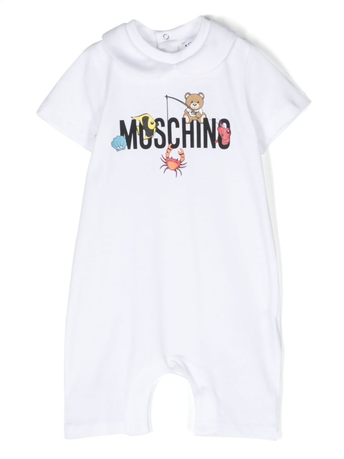 Moschino Kids ромпер с логотипом, белый 
Moschino Kids ромпер с логотипом, белый