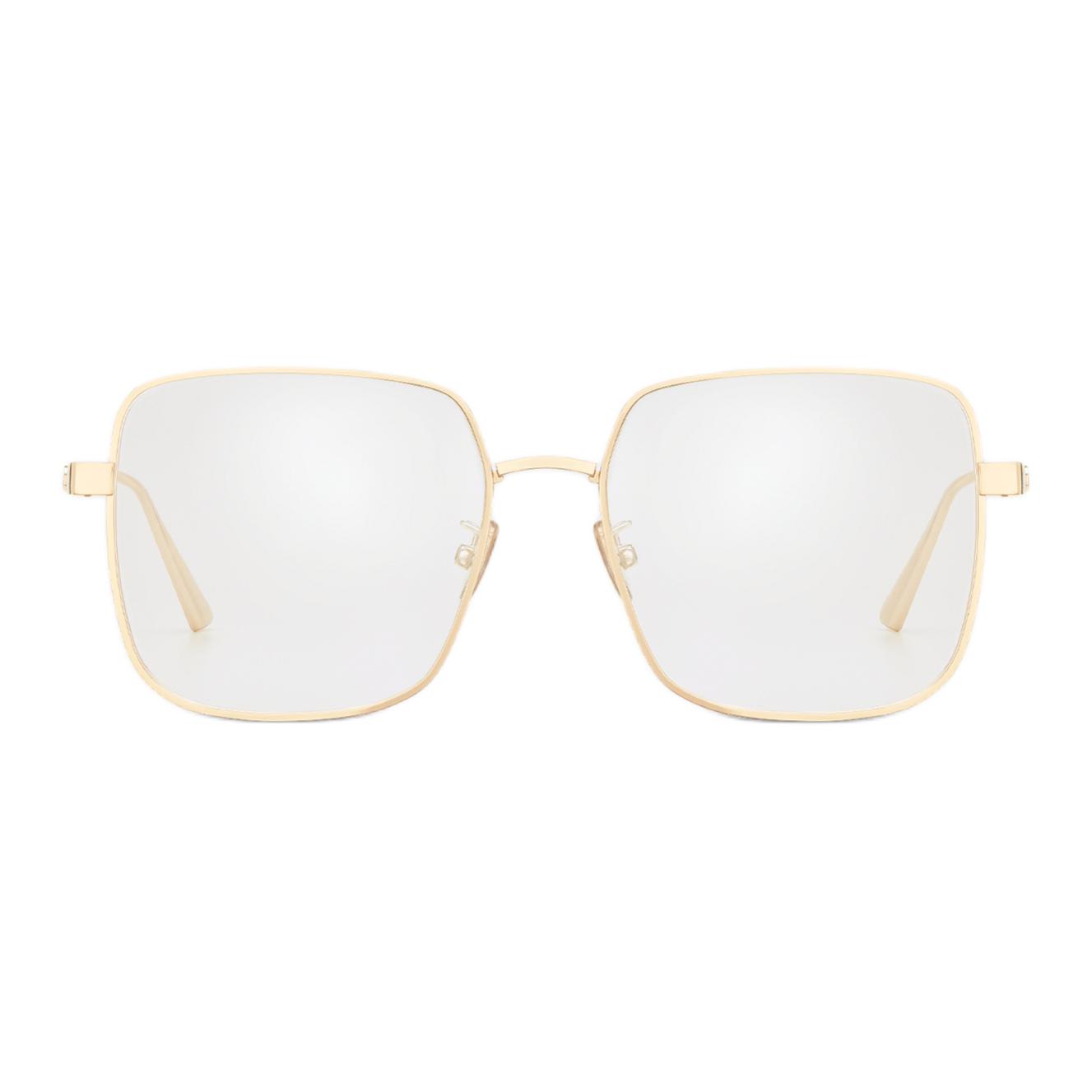 Металлическая прямоугольная оправа для очков женская золотая DIOR