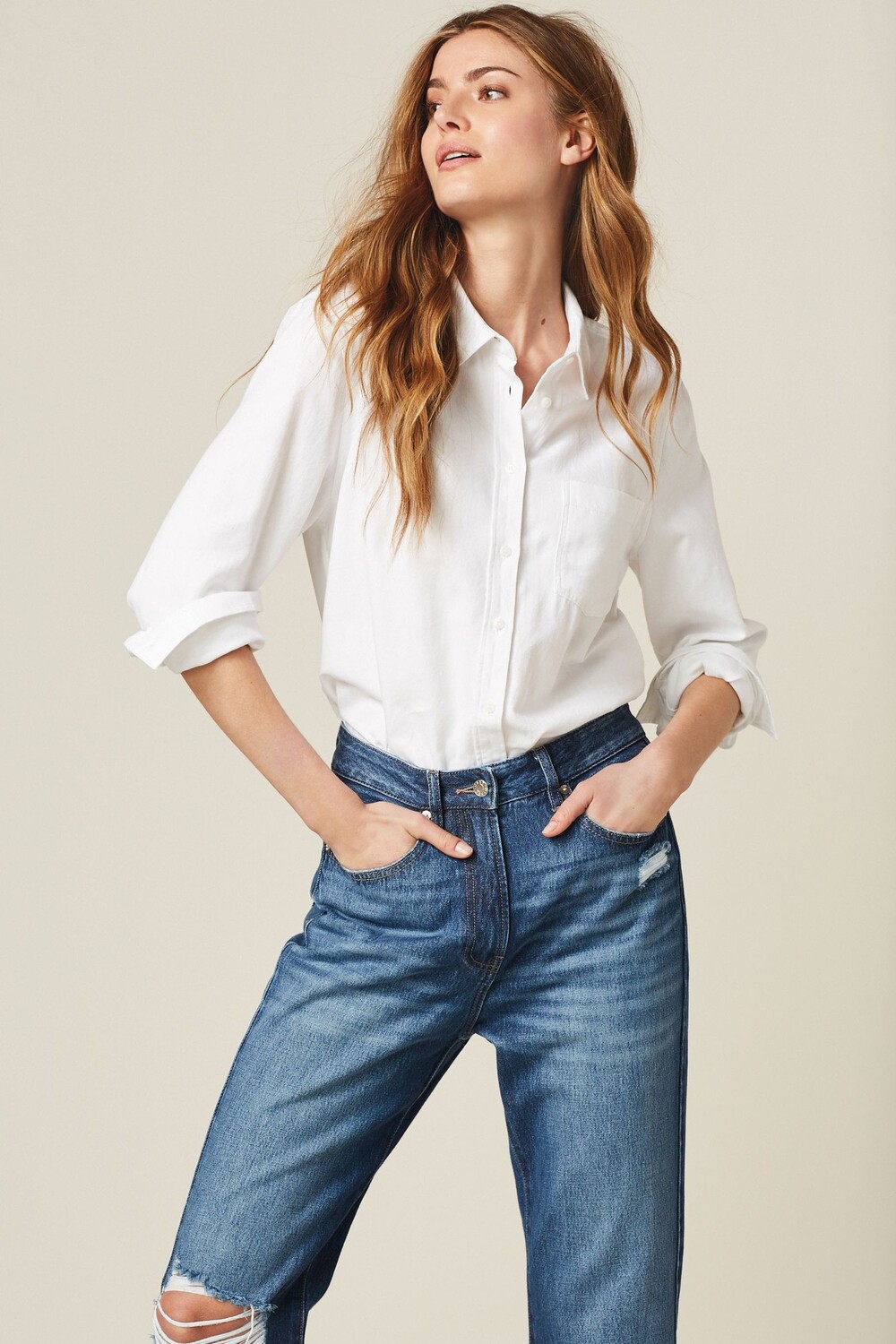 Повседневная хлопковая рубашка-бойфренд Next, белый
Повседневная хлопковая рубашка-бойфренд Next, белый