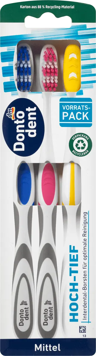 Зубная щетка Dontodent высокая-низкая средняя 3 шт 30 шт. Dontodent
Зубная щетка Dontodent высокая-низкая средняя 3 шт 30 шт. Dontodent