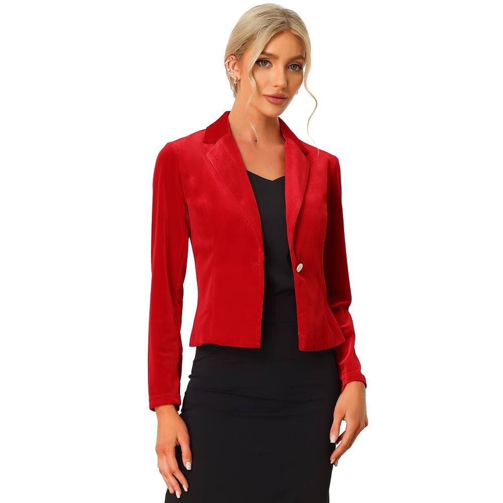 Бархатный пиджак с принтом для женщин, 1 пуговица, деловые офисные укороченные пиджаки с металлическими звездами, костюмы ALLEGRA K, красный
Бархатный пиджак с принтом для женщин, 1 пуговица, деловые офисные укороченные пиджаки с металлическими звездами, костюмы ALLEGRA K, красный