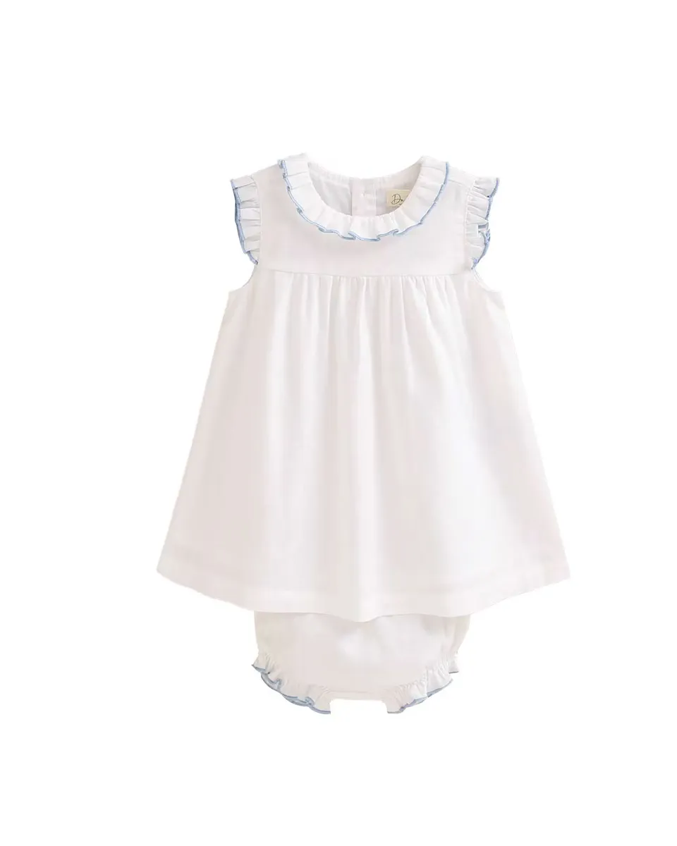 Белое платье для девочки с синей отделкой и трусиками в тон Dadati, белый
Белое платье для девочки с синей отделкой и трусиками в тон Dadati, белый