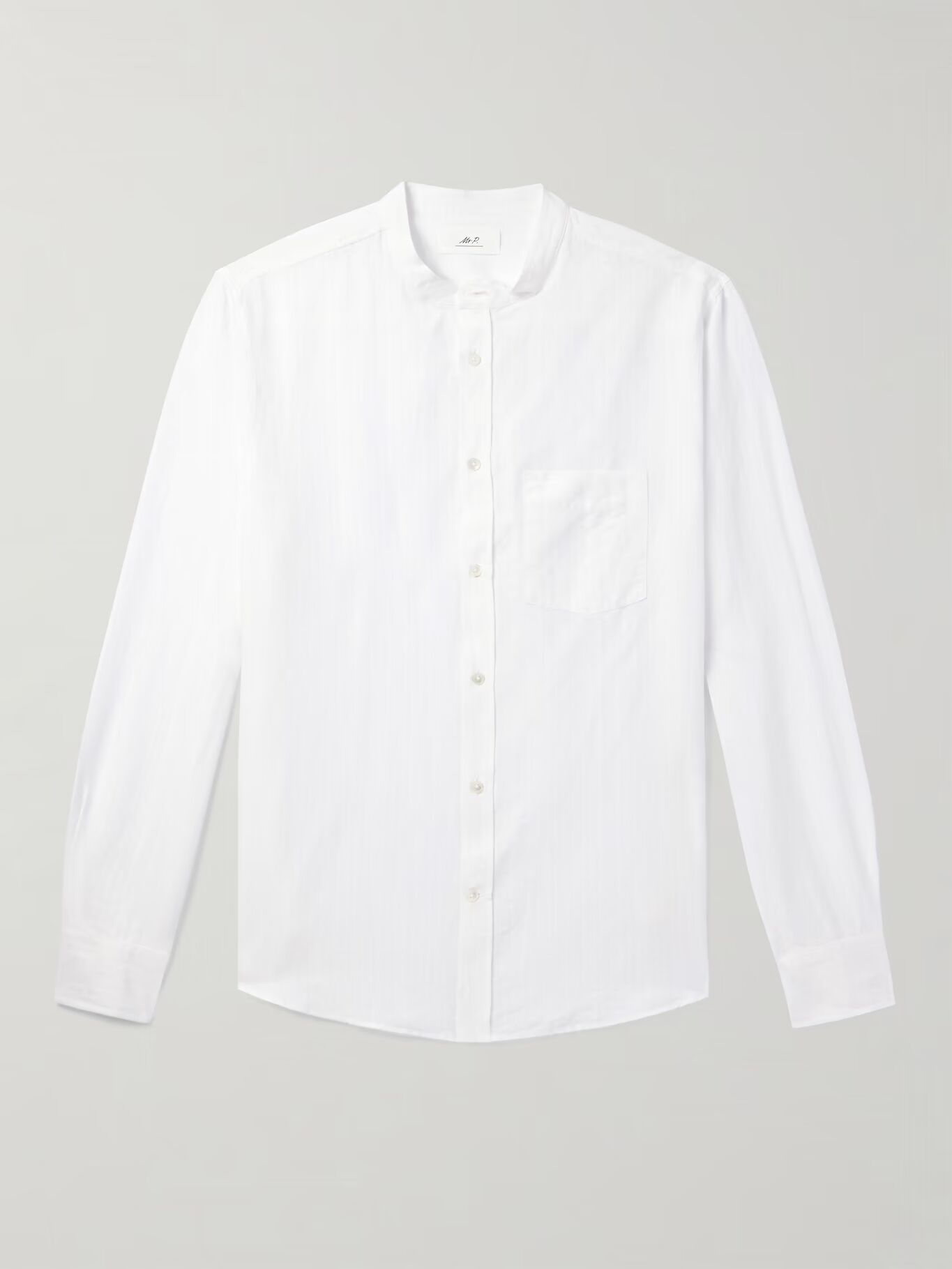 Рубашка из органического хлопка и льна с жатым жатым волокном с воротником-стойкой MR P., белый
Рубашка из органического хлопка и льна с жатым жатым волокном с воротником-стойкой MR P., белый