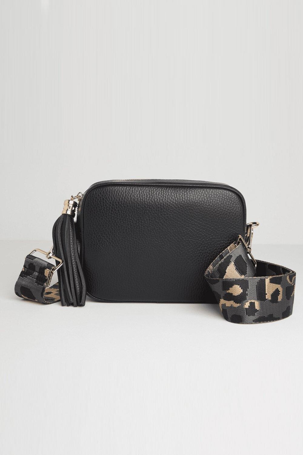 Сумка через плечо Verona с кисточками и темным леопардовым ремешком Betsy & Floss, черный 
Сумка через плечо Verona с кисточками и темным леопардовым ремешком Betsy & Floss, черный