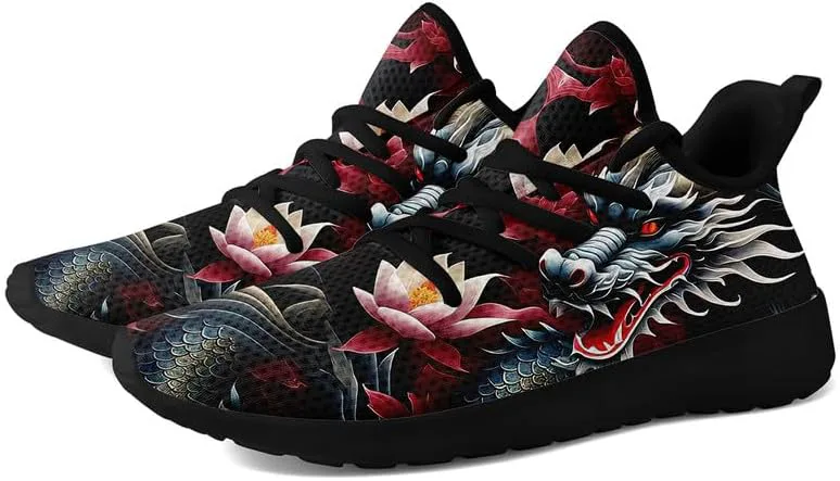 Мужские динамичные кроссовки для бега по дорогам с принтом дракона, легкие прогулочные кроссовки с мифическим дизайном, черные стильные теннисные туфли AWSOLE, черный/розовый
Мужские динамичные кроссовки для бега по дорогам с принтом дракона, легкие прогулочные кроссовки с мифическим дизайном, черные стильные теннисные туфли AWSOLE, черный/розовый