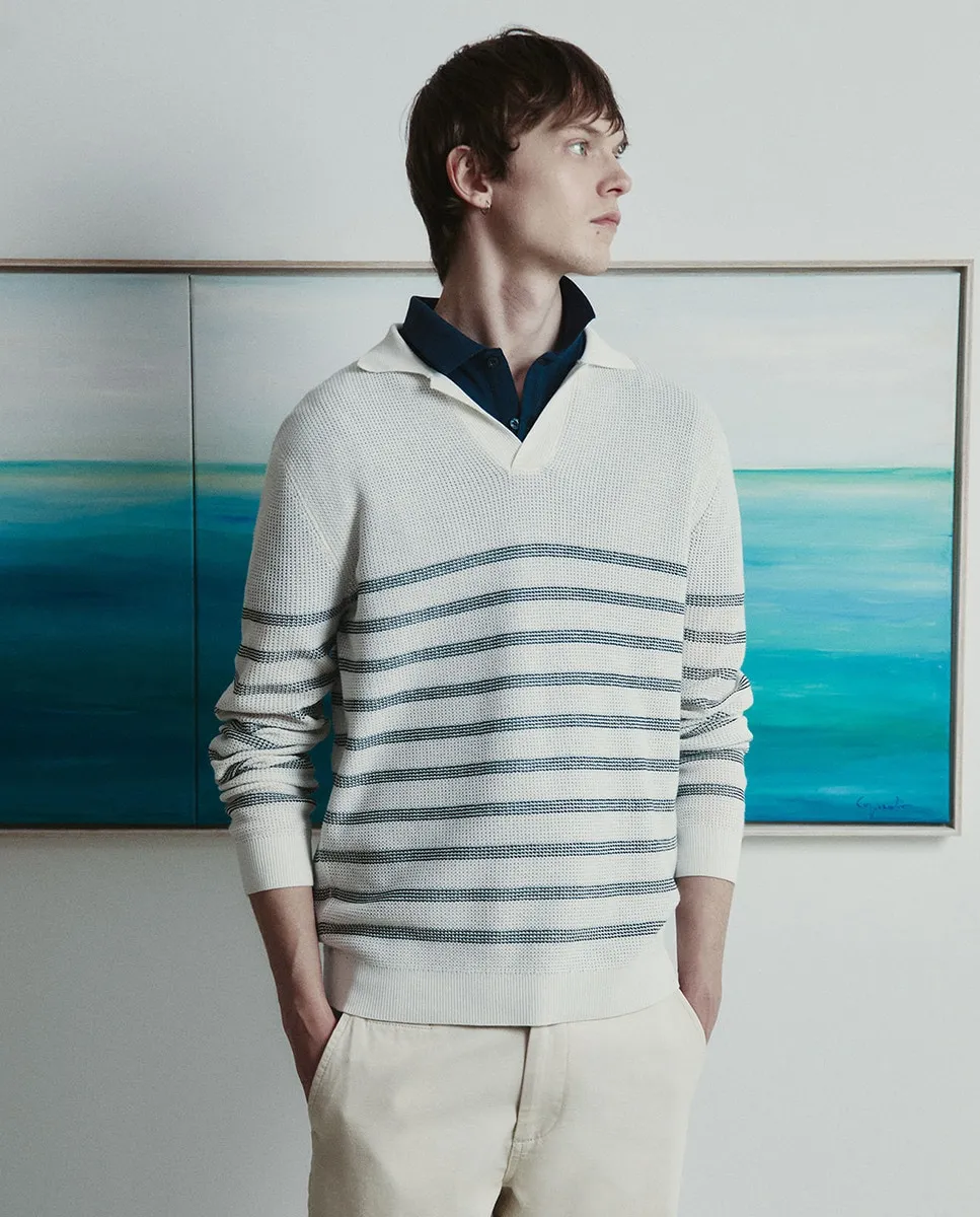 Полосатая футболка-поло Sfera, цвет Crudo 
Полосатая футболка-поло Sfera, цвет Crudo