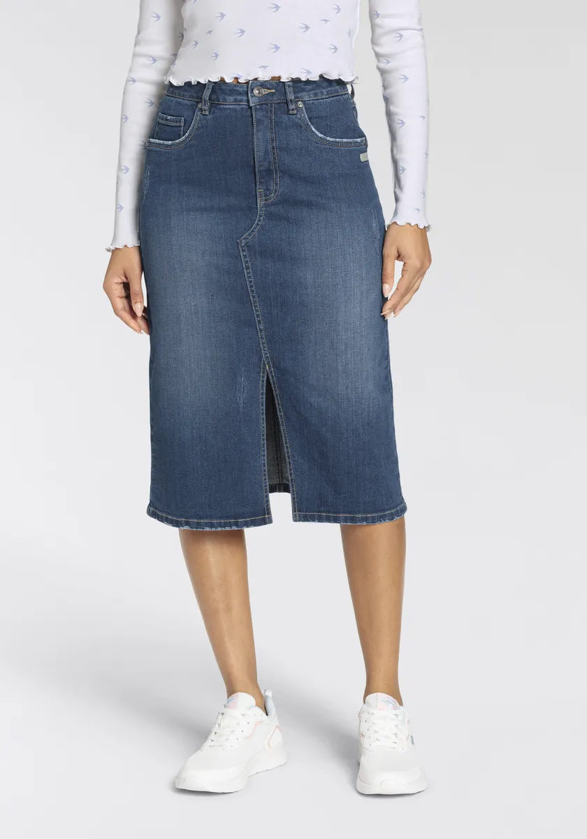 Юбка KangaROOS джинсовая, длина миди с разрезом, синий
Юбка KangaROOS джинсовая, длина миди с разрезом, синий