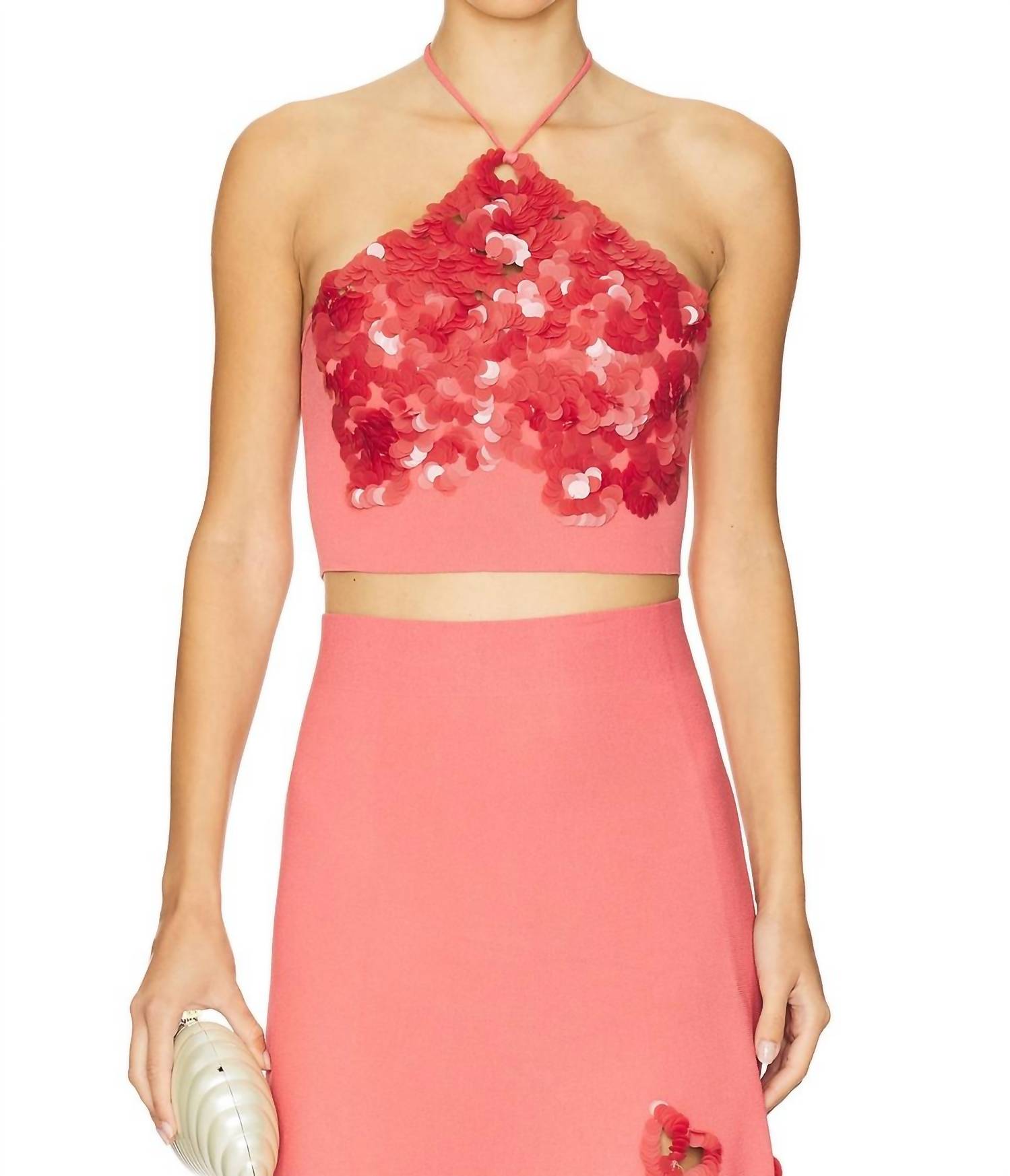 Розовый топ с пайетками на завязках ALEXIS
Розовый топ с пайетками на завязках ALEXIS