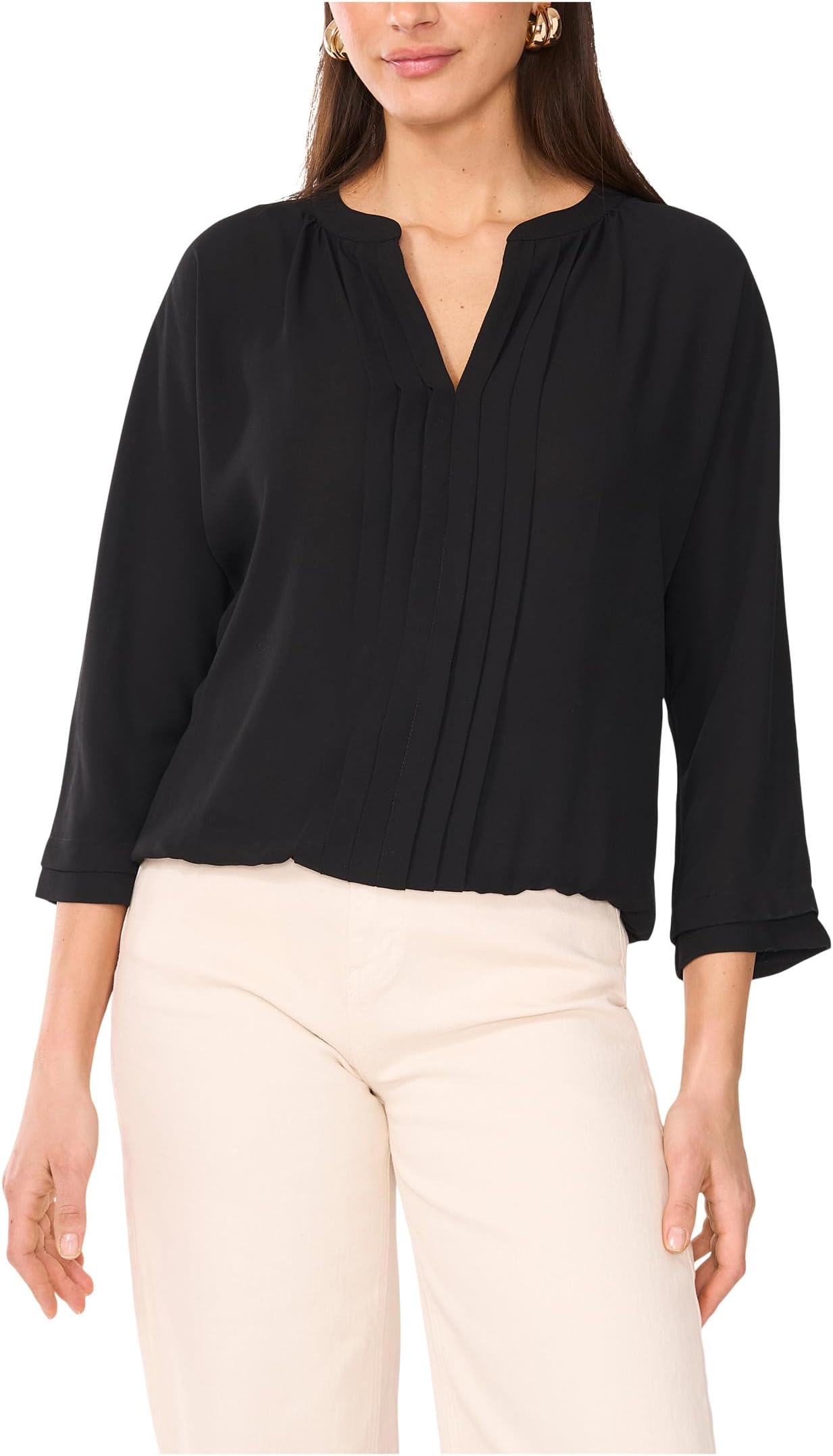 Женский топ с V-образным вырезом, плиссировкой спереди, рукавом 3/4 Vince Camuto, Rich Black
Женский топ с V-образным вырезом, плиссировкой спереди, рукавом 3/4 Vince Camuto, Rich Black