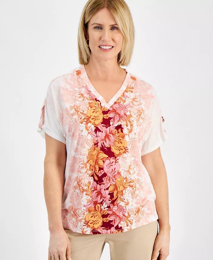 Топ Petite Ombre Flora с принтом и манжетами JM Collection, мультиколор 
Топ Petite Ombre Flora с принтом и манжетами JM Collection, мультиколор
