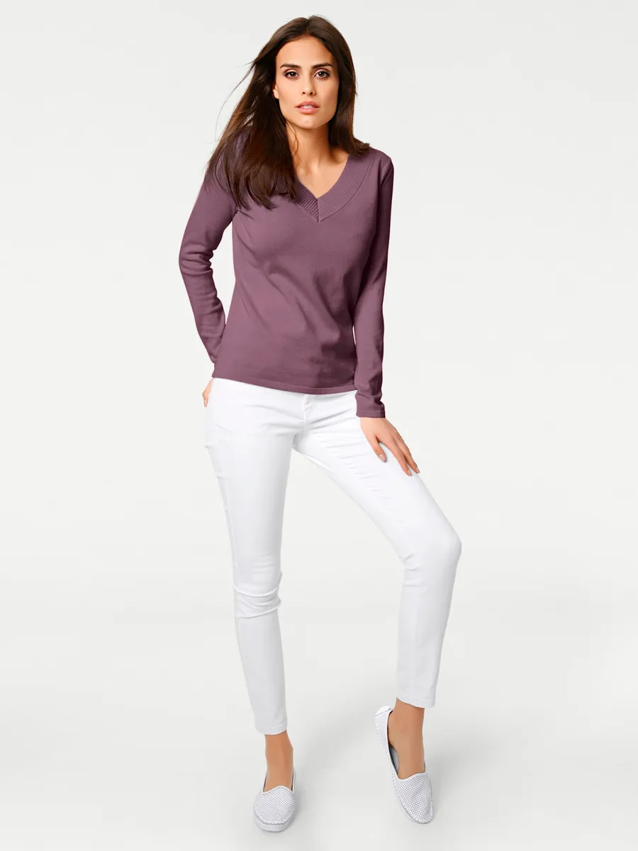 Вязаный свитер Heine "V-пуловер", лиловый 
Вязаный свитер Heine "V-пуловер", лиловый