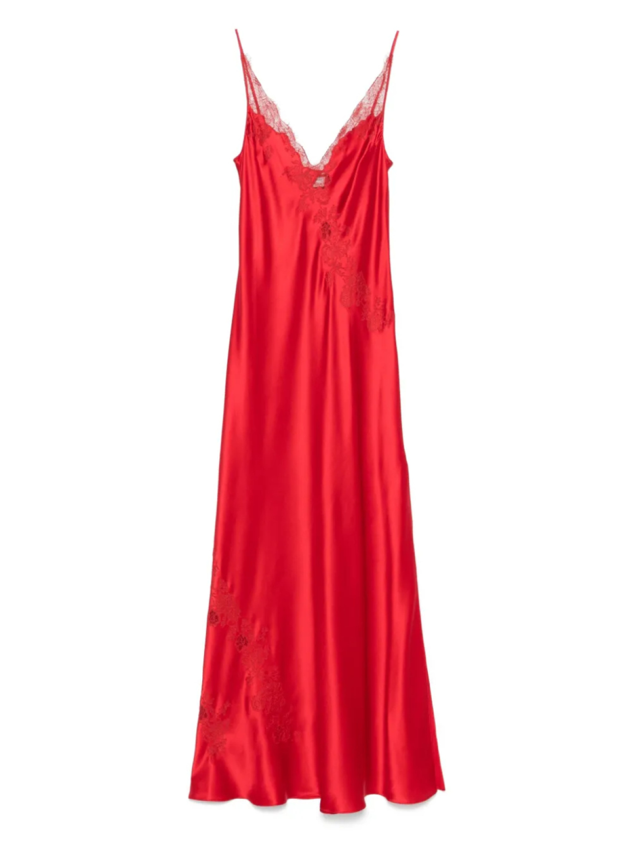 Ночная рубашка из шелкового кружева Calais Caudry Carine Gilson, красный 
Ночная рубашка из шелкового кружева Calais Caudry Carine Gilson, красный