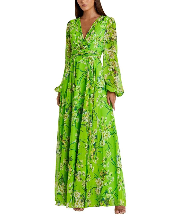 Платье из шифона с цветочным принтом и пышными рукавами Mac Duggal, зеленый
Платье из шифона с цветочным принтом и пышными рукавами Mac Duggal, зеленый
