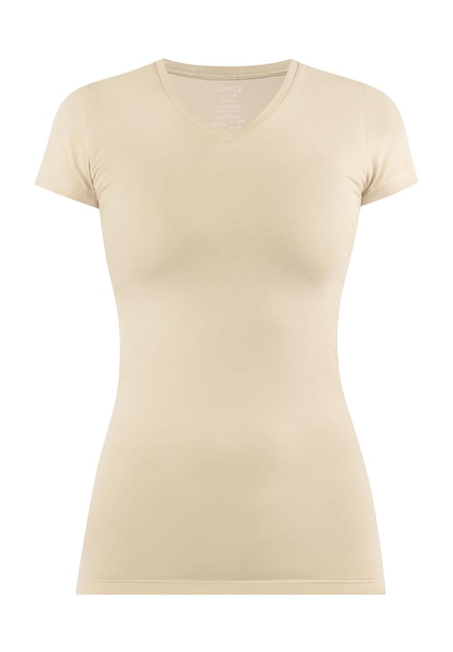 Футболка с V-образным вырезом облегающая фигуру Сиена Normani, бежевый
Футболка с V-образным вырезом облегающая фигуру Сиена Normani, бежевый