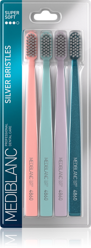 Супермягкая зубная щетка с щетинками из серебряного волокна Mediblanc, 4 шт
Супермягкая зубная щетка с щетинками из серебряного волокна Mediblanc, 4 шт