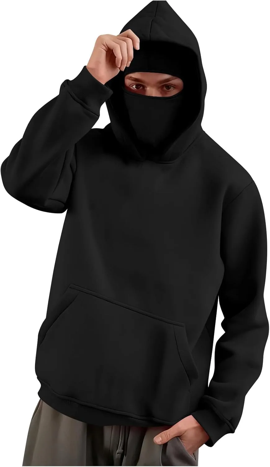 Мужской балаклава пуловер худи с длинным рукавом и карманом
Мужской балаклава пуловер худи с длинным рукавом и карманом