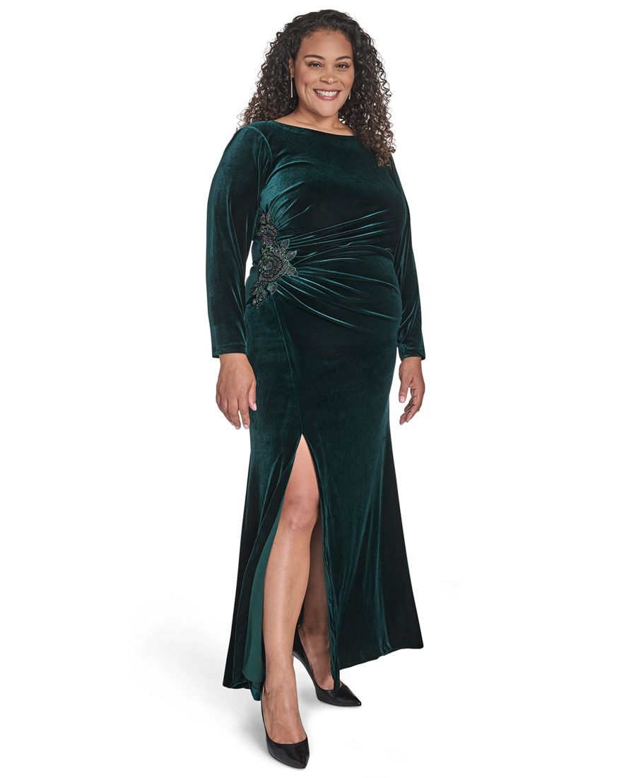 Бархатное длинное платье больших размеров со сборками по бокам Eliza J, Hunter
Бархатное длинное платье больших размеров со сборками по бокам Eliza J, Hunter