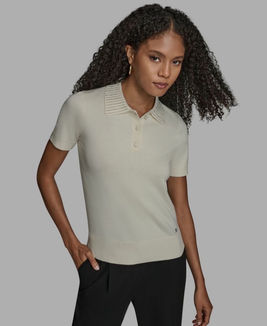 Женская блузка с коротким рукавом и декорированным воротником BCBG, Whisper White
Женская блузка с коротким рукавом и декорированным воротником BCBG, Whisper White