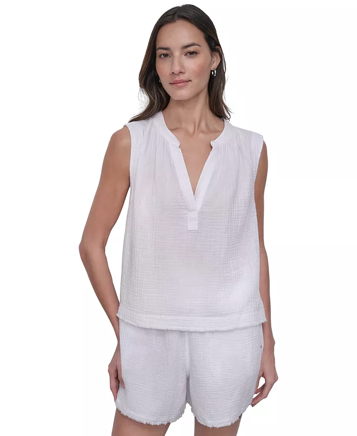 Женский укороченный топ без рукавов из двойного крепа и газа DKNY Jeans, белый
Женский укороченный топ без рукавов из двойного крепа и газа DKNY Jeans, белый