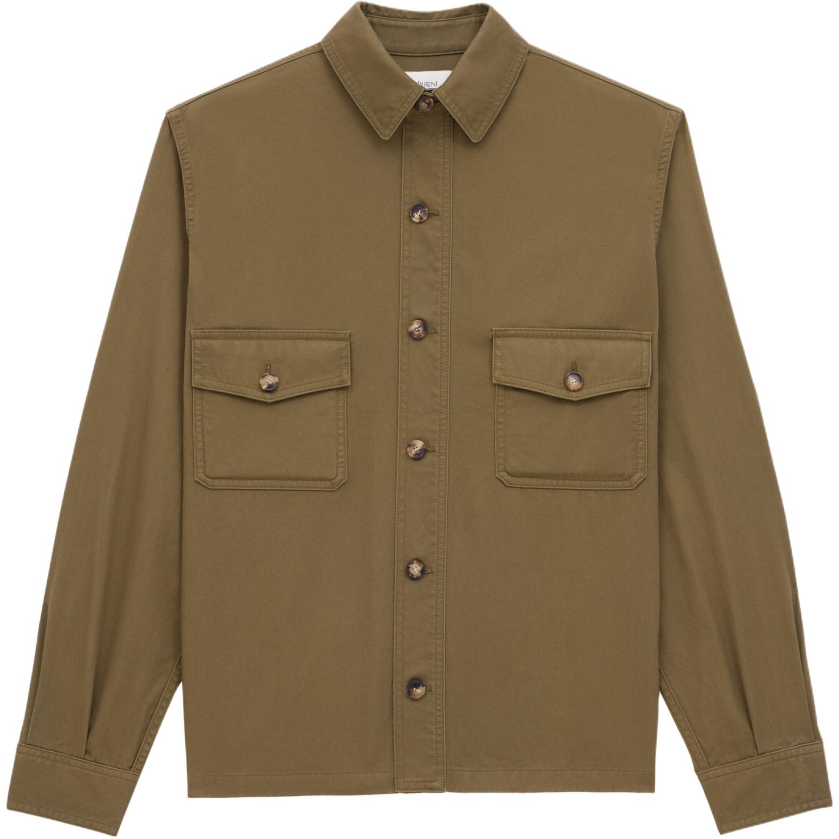 Рубашка-куртка из саржи на пуговицах Saint Laurent, хаки
Рубашка-куртка из саржи на пуговицах Saint Laurent, хаки