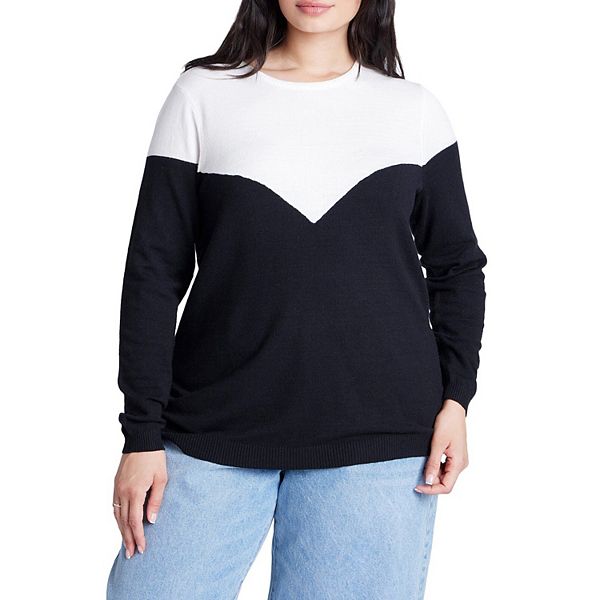 Свитер sweetheart colorblock для женщин plus size Eloquii, White And Black
Свитер sweetheart colorblock для женщин plus size Eloquii, White And Black