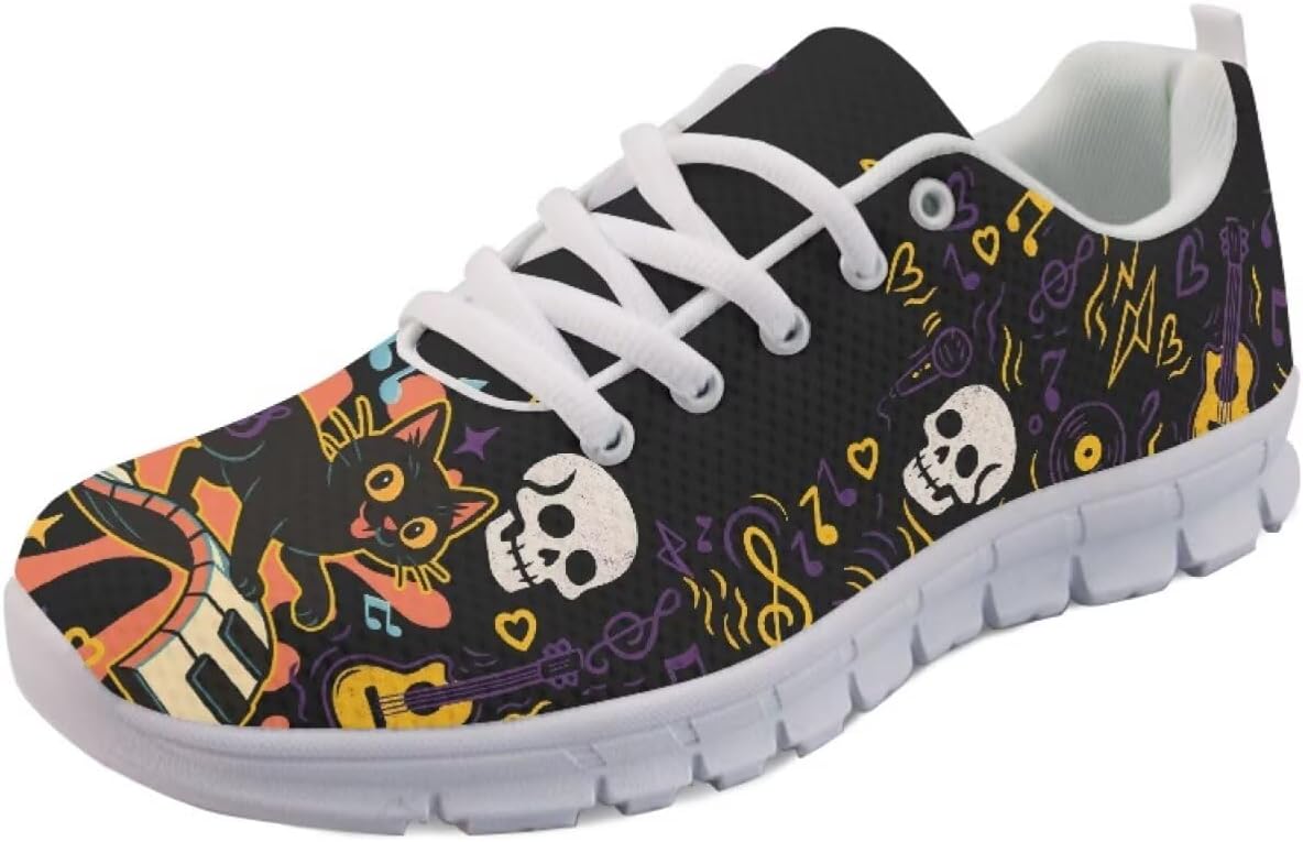 Мужские кроссовки Forchrinse для бега, прогулочные, на шнуровке, повседневные, с нескользящей сетчатой подошвой для мужчин и женщин, Cat Skull Music Notes
Мужские кроссовки Forchrinse для бега, прогулочные, на шнуровке, повседневные, с нескользящей сетчатой подошвой для мужчин и женщин, Cat Skull Music Notes