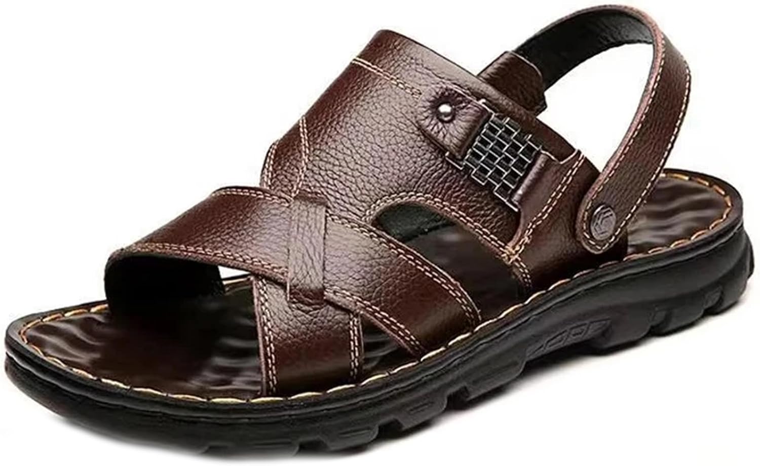 Мужские сандалии для пляжа, шлепанцы из коровьей кожи, нескользящие сандалии с толстой подошвой из кожи для мужчин Generic, Browm 2
Мужские сандалии для пляжа, шлепанцы из коровьей кожи, нескользящие сандалии с толстой подошвой из кожи для мужчин Generic, Browm 2