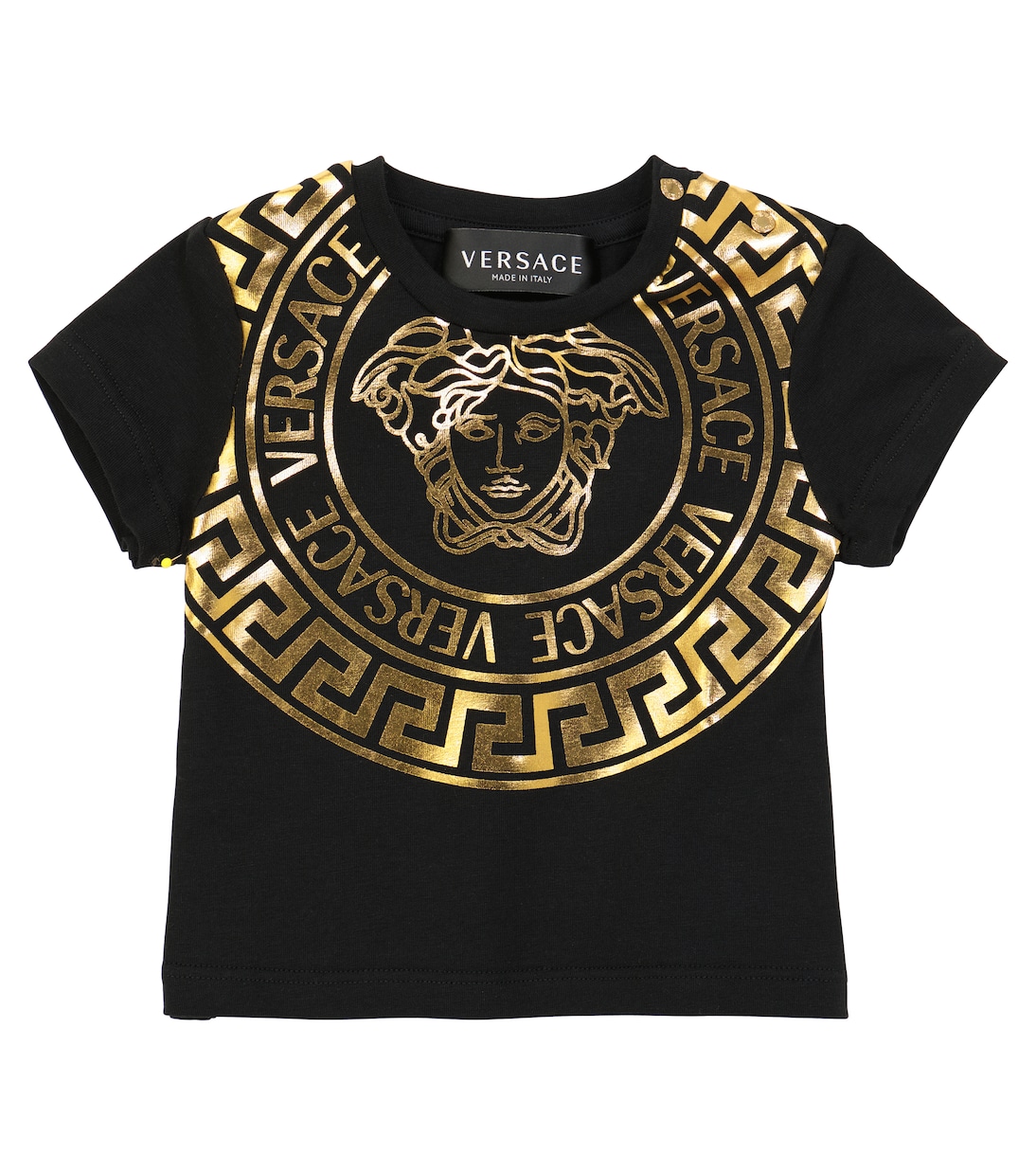 Футболка из эластичного хлопка с логотипом для малышей Versace Kids, Nero+Oro
Футболка из эластичного хлопка с логотипом для малышей Versace Kids, Nero+Oro