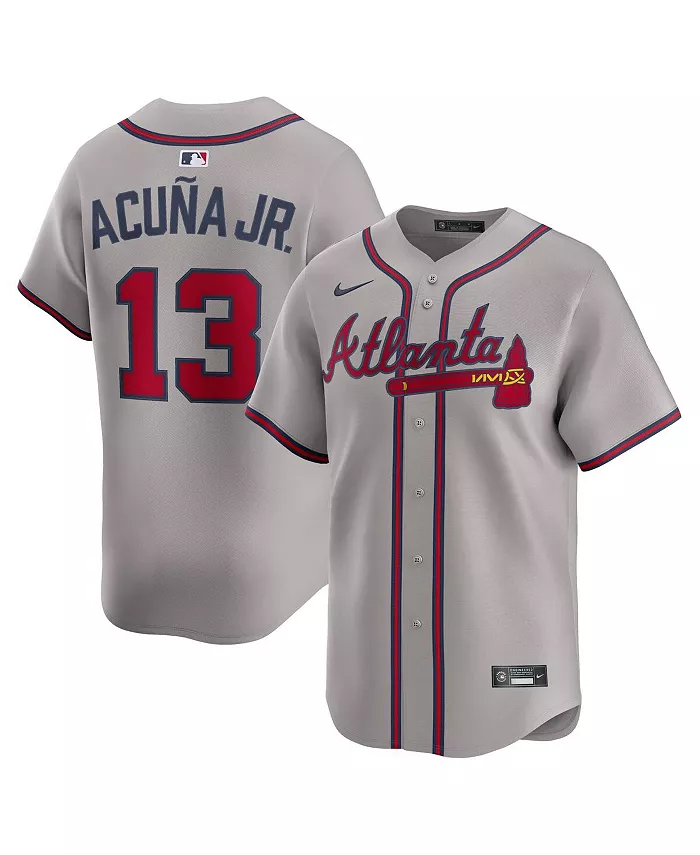 Мужская серая дорожная лимитированная джерси Ronald Acuña Jr. Atlanta Braves Nike
Мужская серая дорожная лимитированная джерси Ronald Acuña Jr. Atlanta Braves Nike
